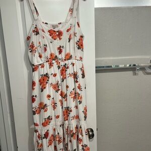 Floral Sleeveless Dress - White and pink